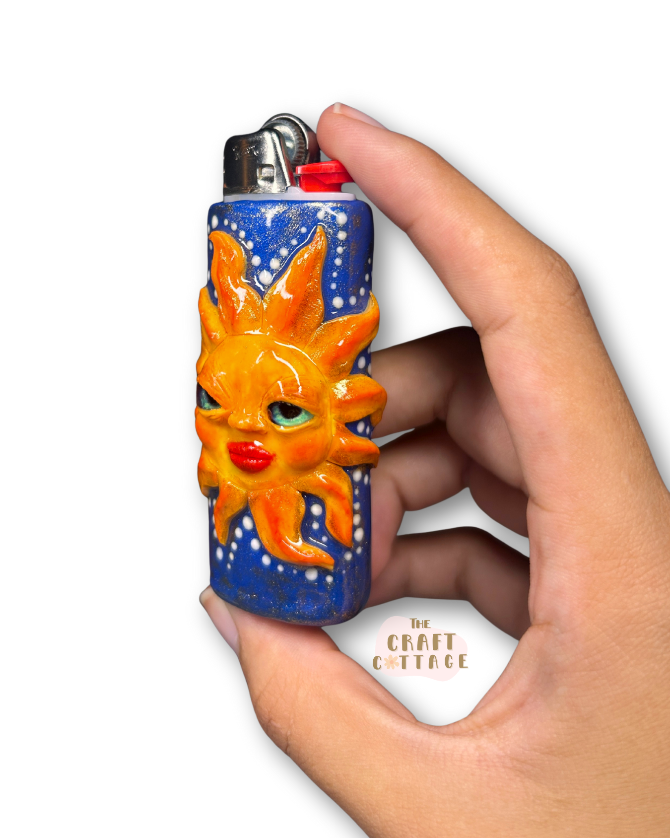 Hand-sculpted Sun Face Lighter Case *PRE-ORDER SEP*