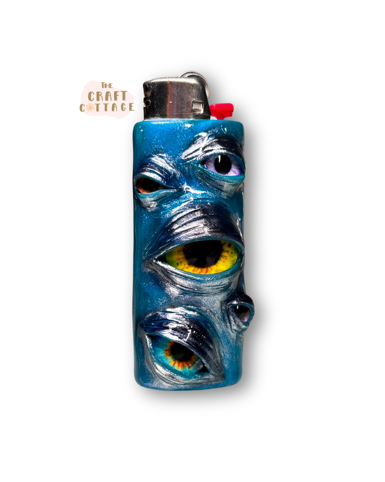Handmade Blue Chrome Eyeball Lighter Case *PRE-ORDER SEP*