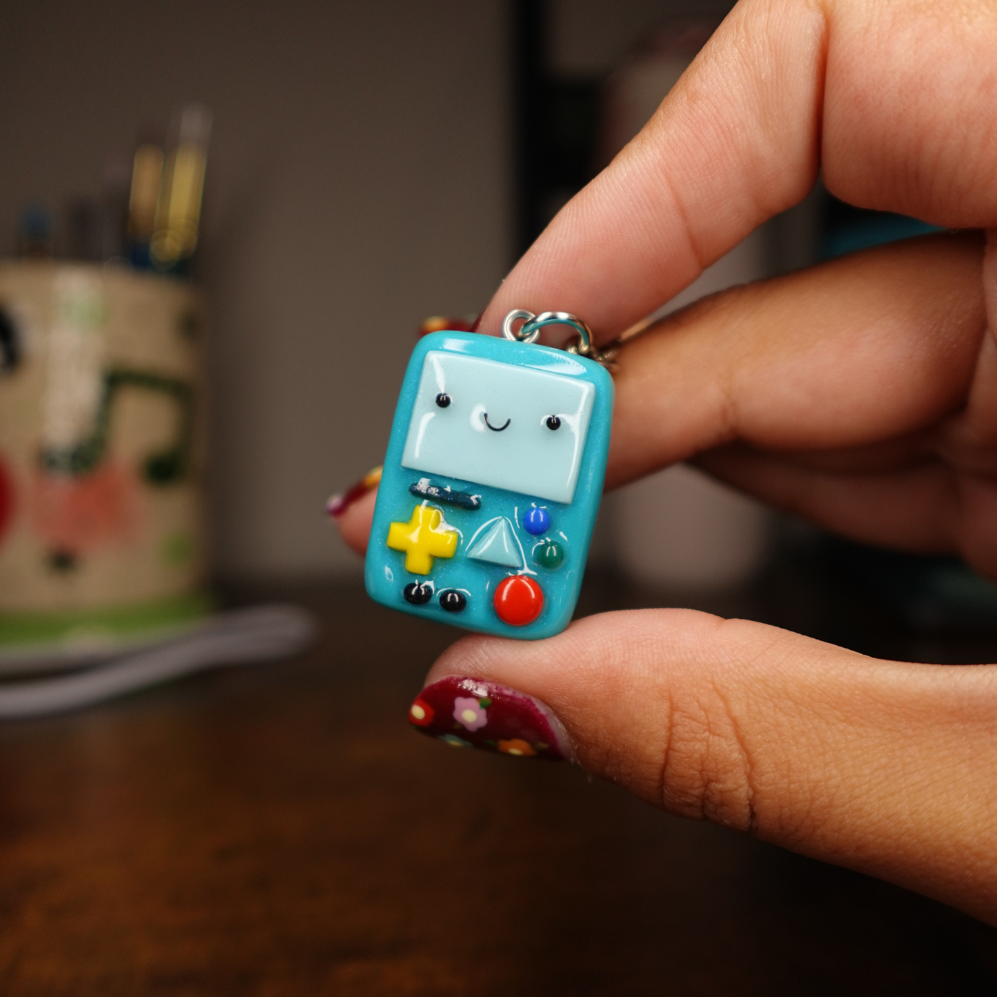 Hand-sculpted Cute Video Game Console Keychain
