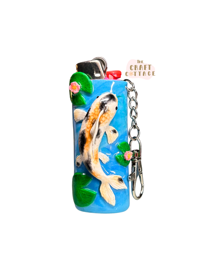 Hand-sculpted Koi Fish Lighter Case Keychain *PRE-ORDER SEP*