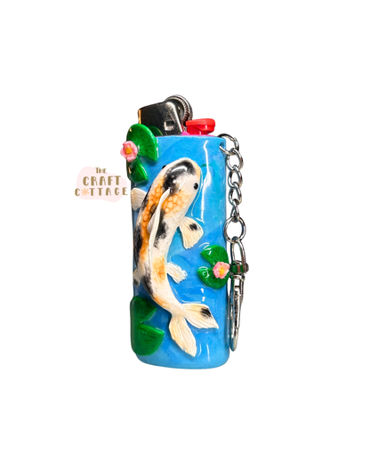 Hand-sculpted Koi Fish Lighter Case Keychain *PRE-ORDER SEP*