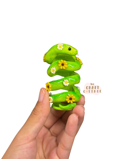 Hand-sculpted Green Flower Snake Lighter Case *PRE-ORDER SEP*