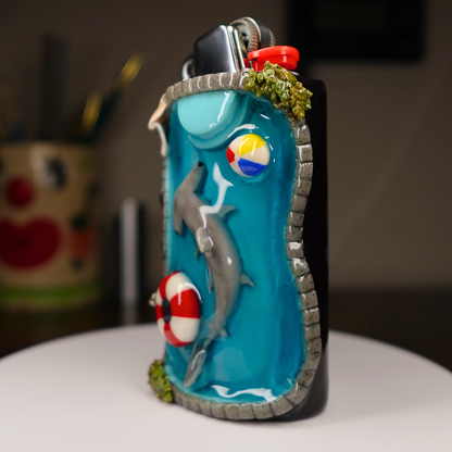 Hand-sculpted Hammerhead Pool Lighter Case