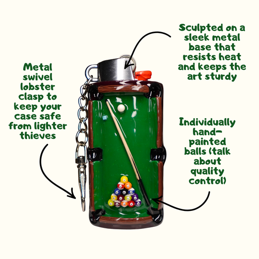 Hand-sculpted Pool Table Lighter Case