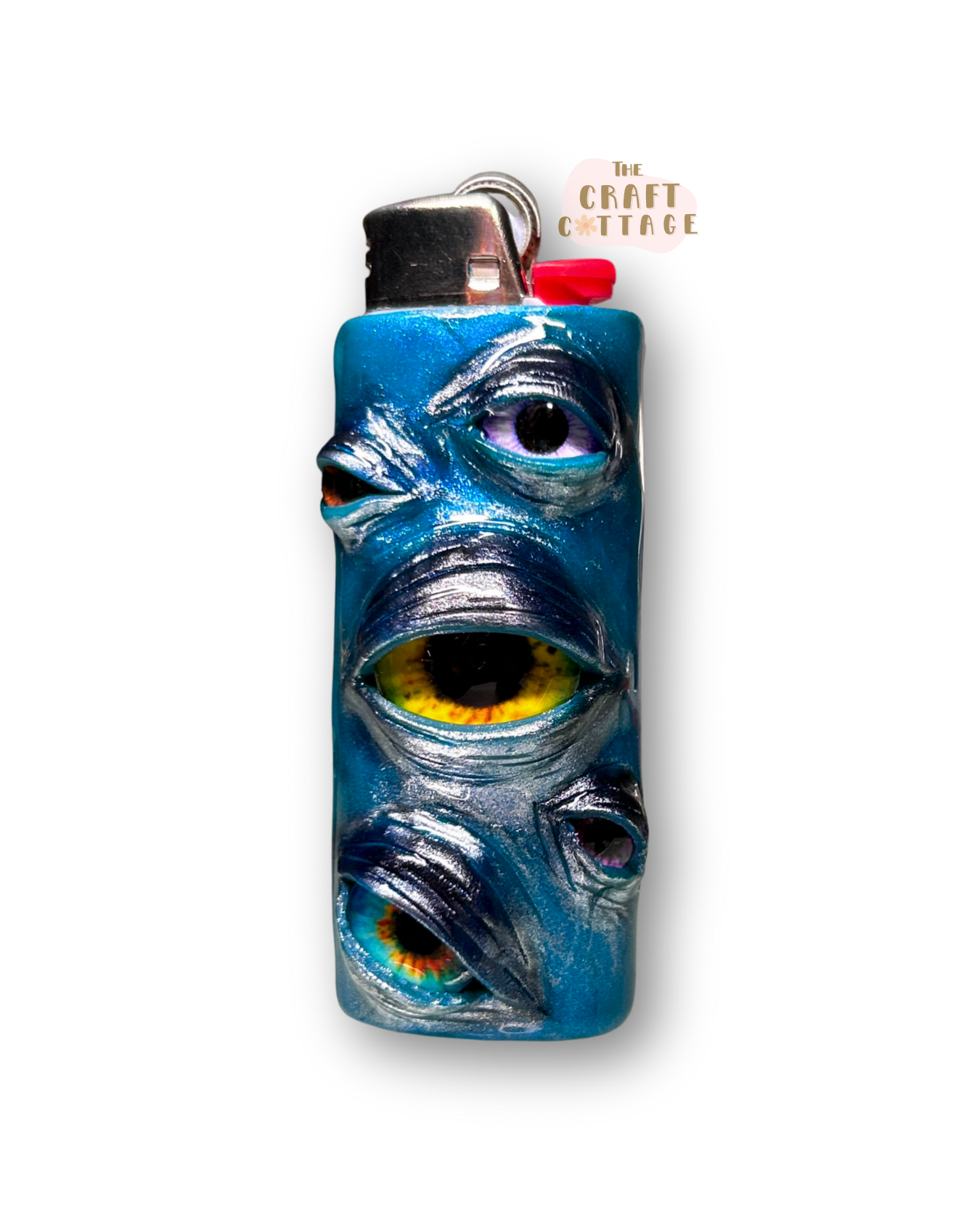 Handmade Blue Chrome Eyeball Lighter Case *PRE-ORDER SEP*